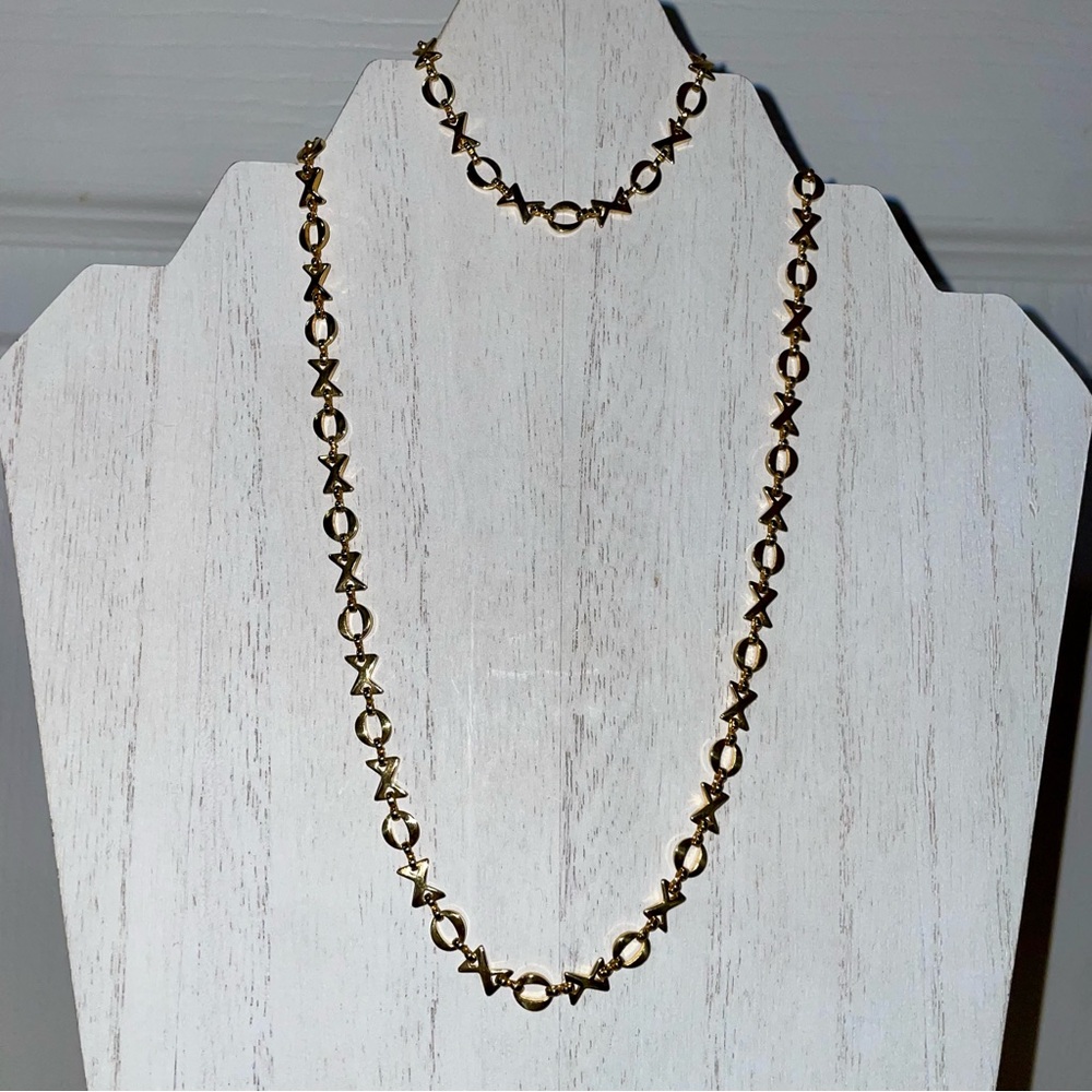 Vintage Gold XO Necklace and Bracelet Set
